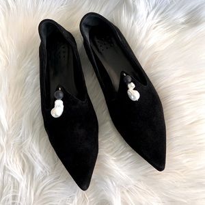 Trademark F167 Black Vermeer Suede Slipper Flats, Size 7 (37) IOB